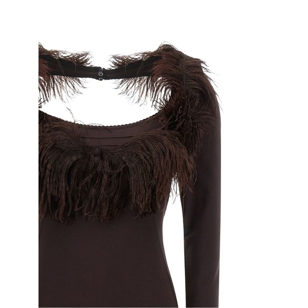 The Attico Brown Viscose Long Women's Dress - Picture 3 of 4